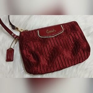 Coach Y2K Ashley Burgundy Satin Wristlet
